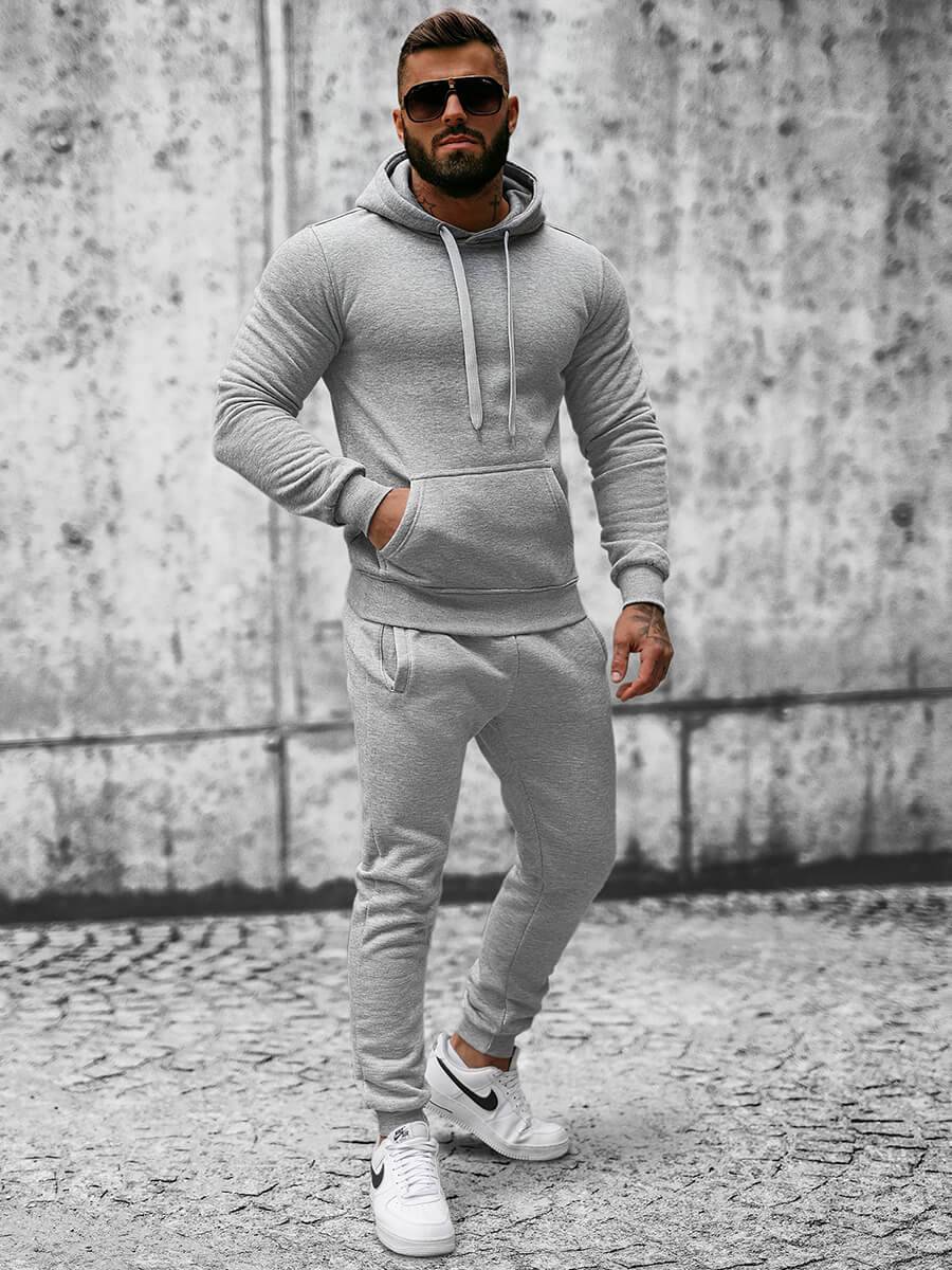 Ozonee Herren Sportanzug Grau OZONEE JS/XW2009 Bis zu 50% Rabatt