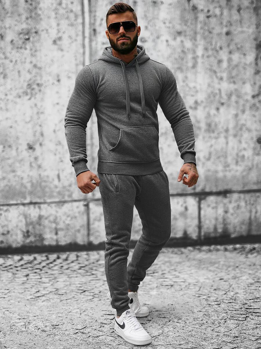 Ozonee Herren Sportanzug Anthrazit OZONEE JS/XW2009 Bis zu 60% Rabatt