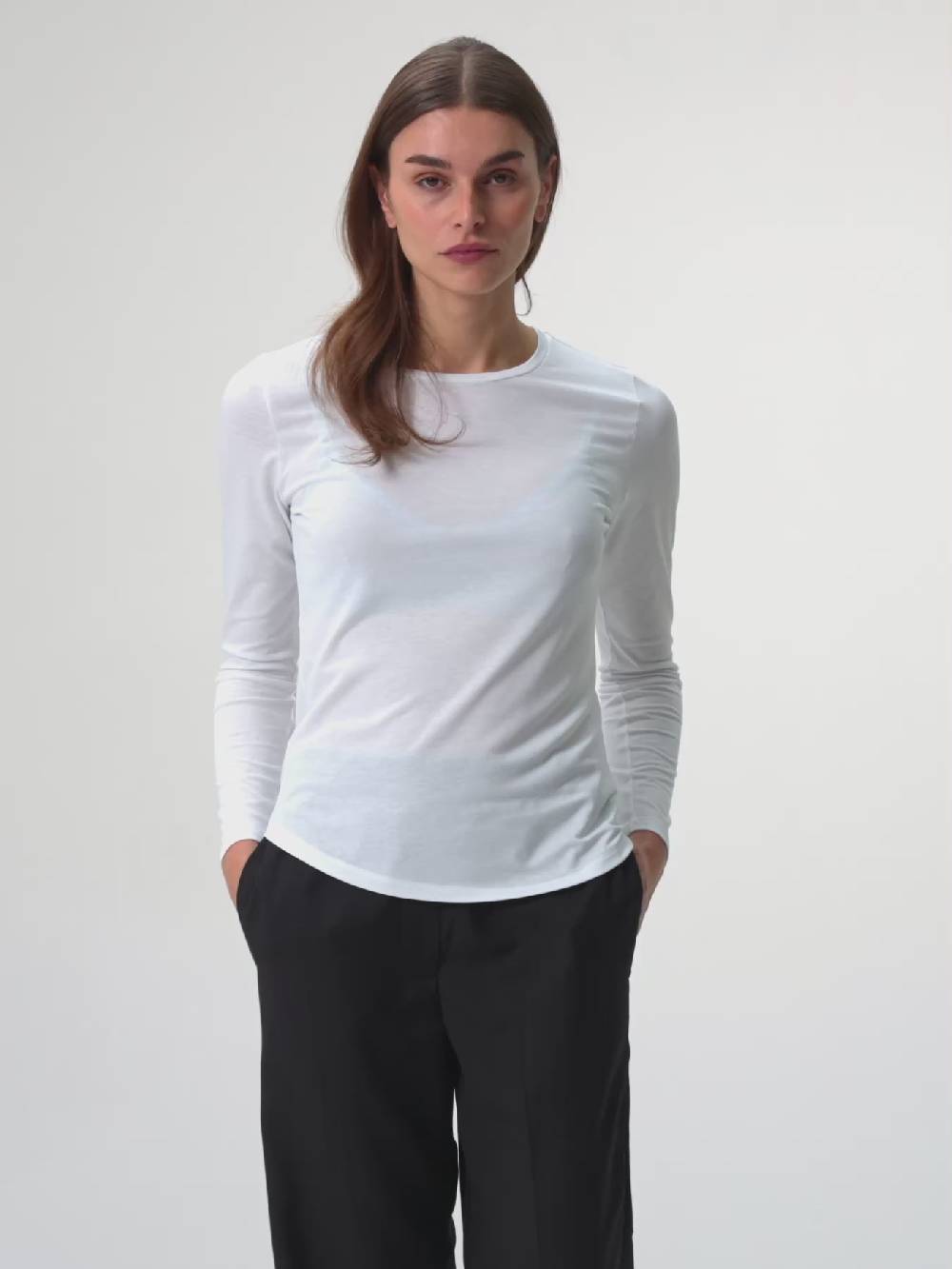 Pinqponq Longsleeve TENCEL™ - Wooden White (Female) Super Rabatt