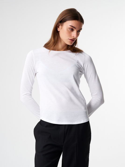 Pinqponq Longsleeve TENCEL™ - Wooden White (Female) Super Rabatt