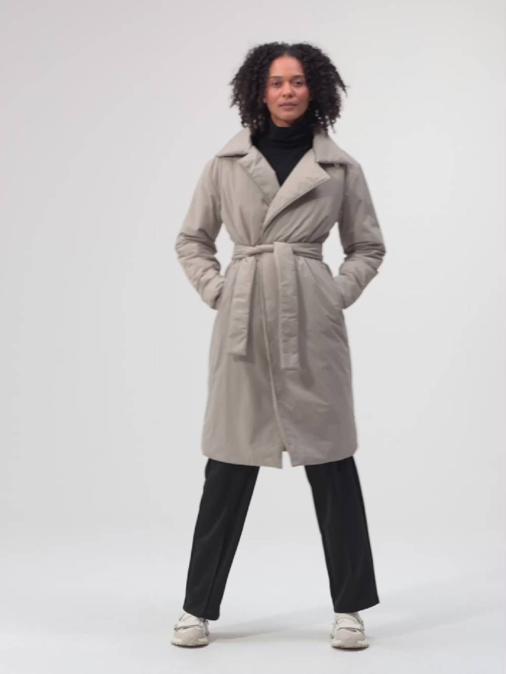 Pinqponq Padded Trench Coat - Cement Taupe (Unisex) Riesige Rabatte