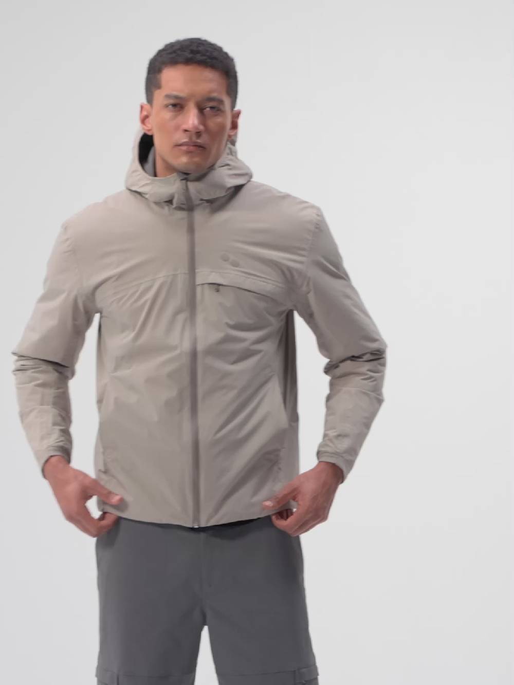 Pinqponq Hoodie Jacket - Cement Taupe (Male) Schlussverkauf
