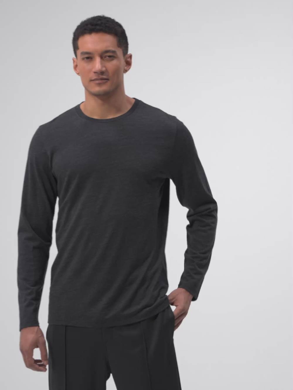 Pinqponq Longsleeve Merino - Dark Grey Melange (Male) Günstig kaufen