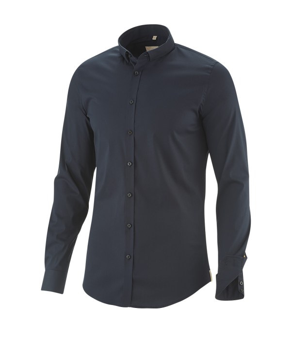 Q1 Manufaktur Q1 Hemd SANDRO Superior Stretch in marine Standard Hemdlänge