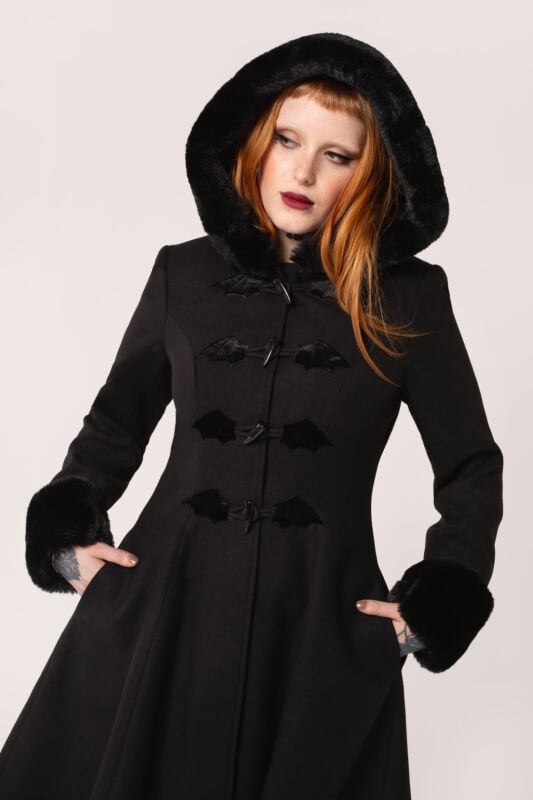 EMP "Batilda Coat" Mantel schwarz von Hell Bunny Neuheiten