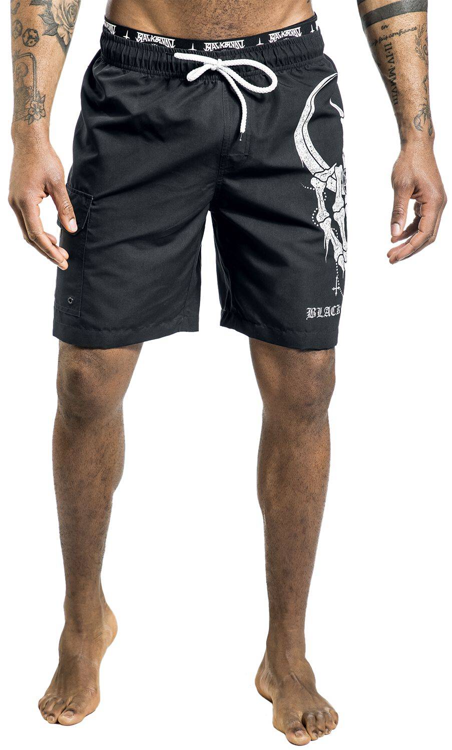 EMP Badeshort schwarz von Gothicana by EMP 50% Rabatt mit kostenlosem Versand