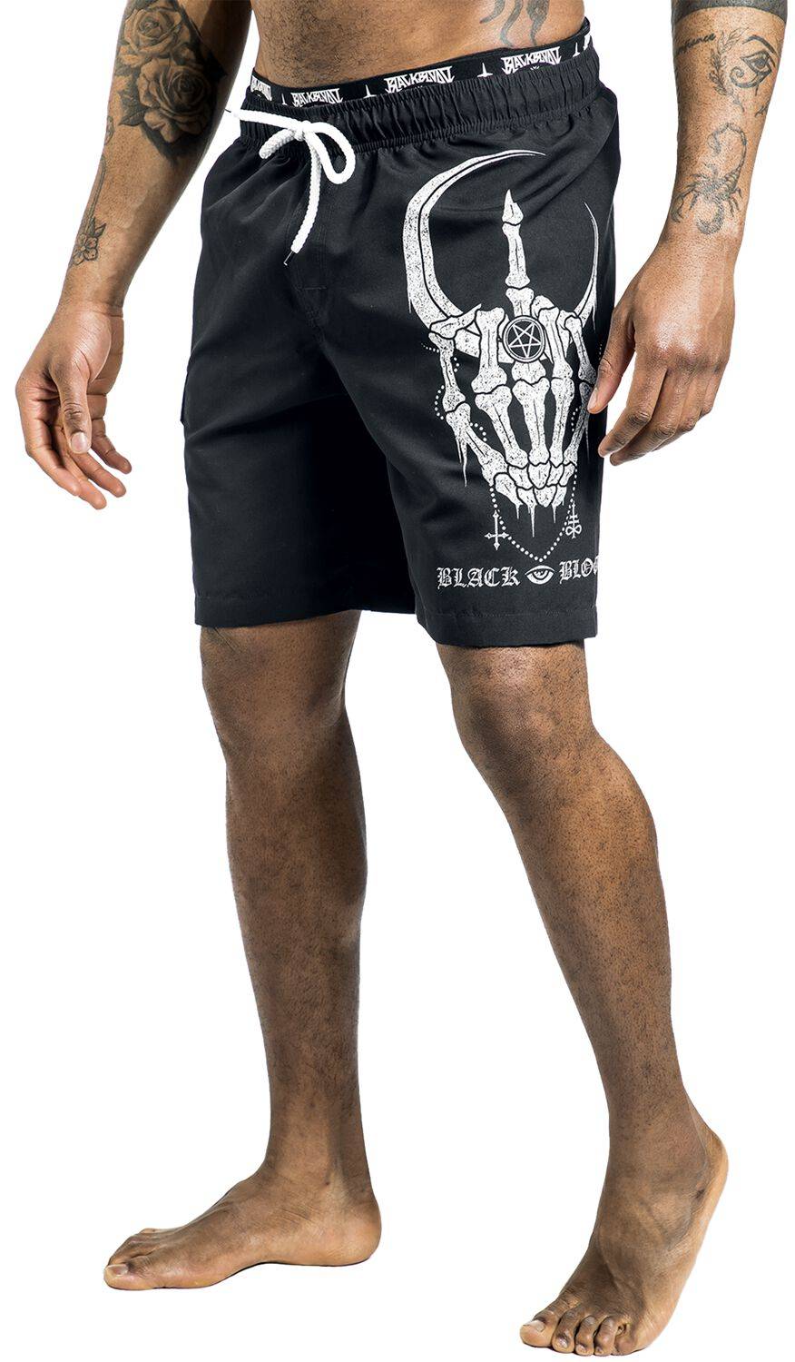 EMP Badeshort schwarz von Gothicana by EMP 50% Rabatt mit kostenlosem Versand