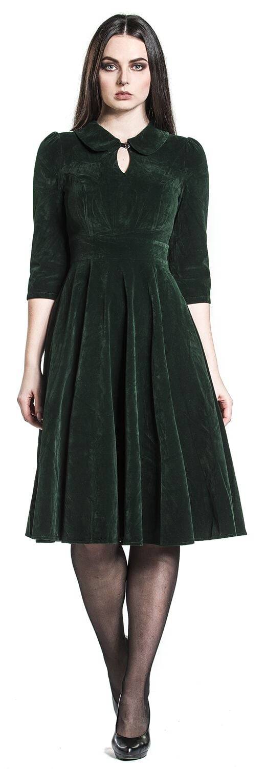 EMP "Glamorous Velvet Tea Dress" Mittellanges Kleid dunkelgrün von H&R London Flash Sale