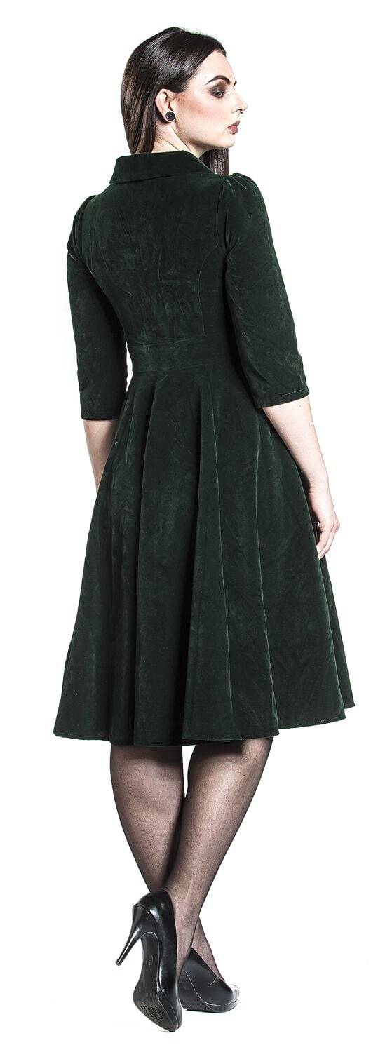 EMP "Glamorous Velvet Tea Dress" Mittellanges Kleid dunkelgrün von H&R London Flash Sale