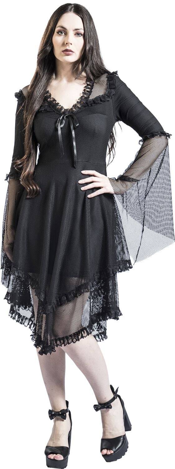 EMP "Fishnet Flared Dress" Mittellanges Kleid schwarz von Jawbreaker Tiefpreis