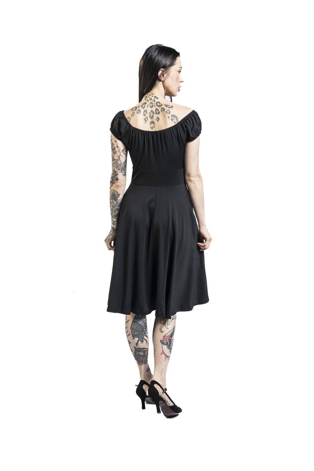 EMP "Gathered Neckline Flare Dress" Mittellanges Kleid schwarz von Voodoo Vixen Black Friday