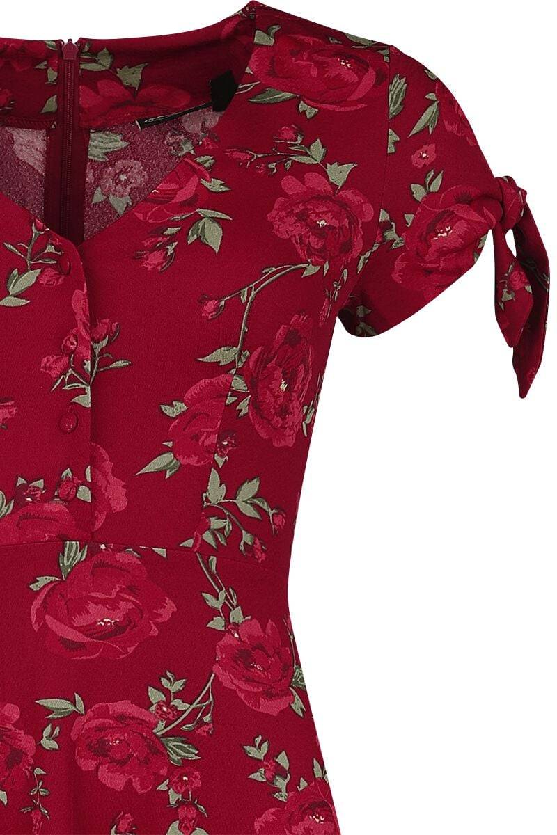 EMP "V Neck Flared Dress" Langes Kleid rot von Voodoo Vixen Große Rabatte