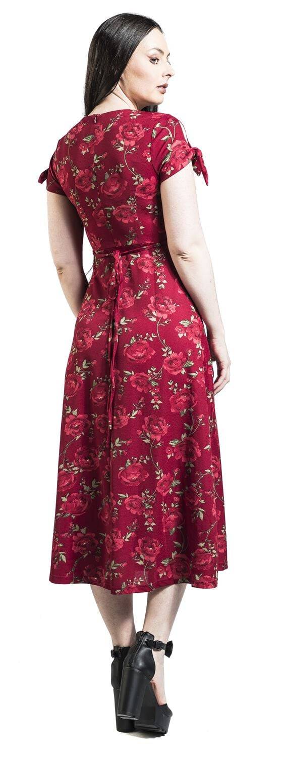 EMP "V Neck Flared Dress" Langes Kleid rot von Voodoo Vixen Große Rabatte