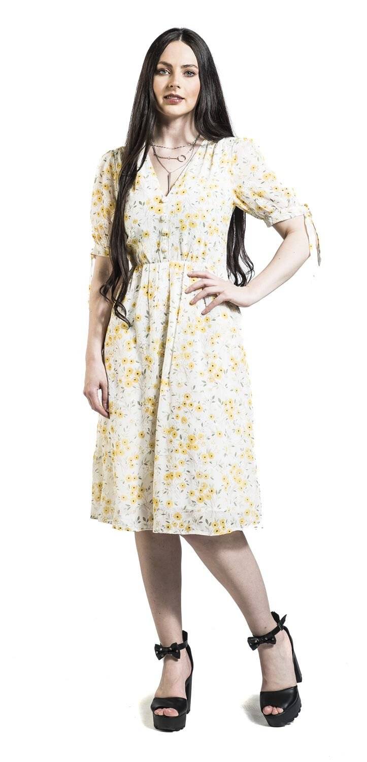 EMP "Tie Sleeve Floral Print And Emb Chiffon Flare Dress" Mittellanges Kleid multicolor von Voodoo Vixen Kauf eins, bekomm eins gratis