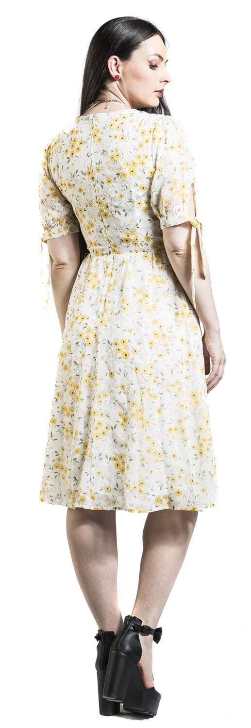 EMP "Tie Sleeve Floral Print And Emb Chiffon Flare Dress" Mittellanges Kleid multicolor von Voodoo Vixen Kauf eins, bekomm eins gratis