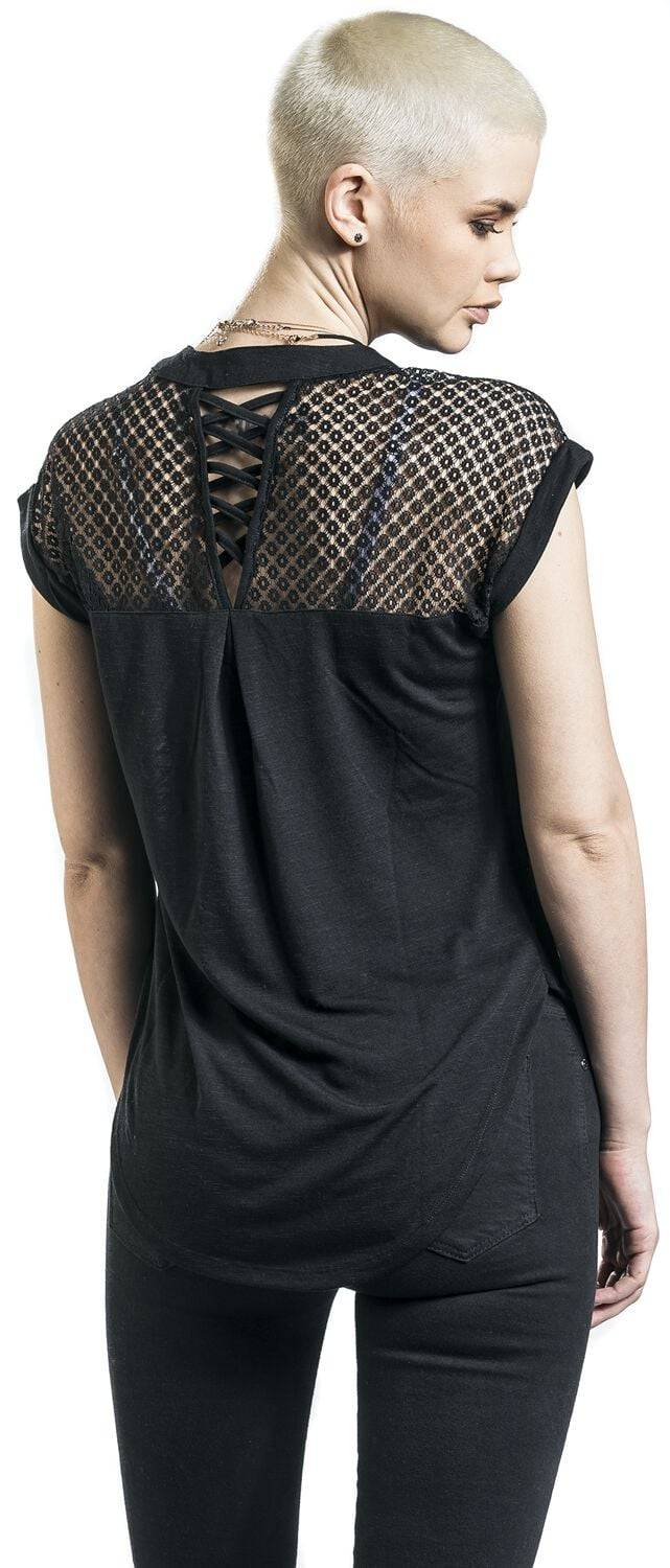 EMP "Heeze - Back Lace Wide Slub Jersey Tee" T-Shirt schwarz von Rotterdamned Outlet