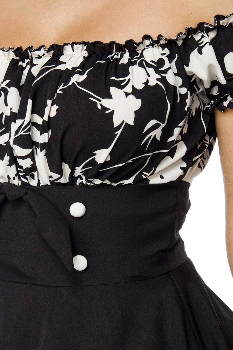 EMP "Schulterfreies Swing-Kleid" Mittellanges Kleid schwarz/weiß von Belsira Kostenloser Versand