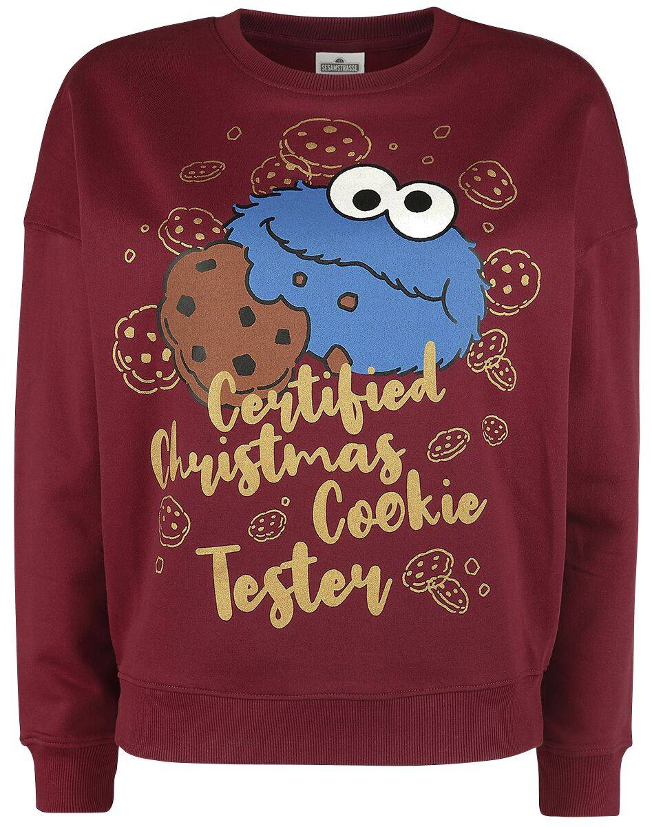 EMP "Christmas Cookie" Weihnachtspullover rot von Sesamstraße Bis zu 50% Rabatt