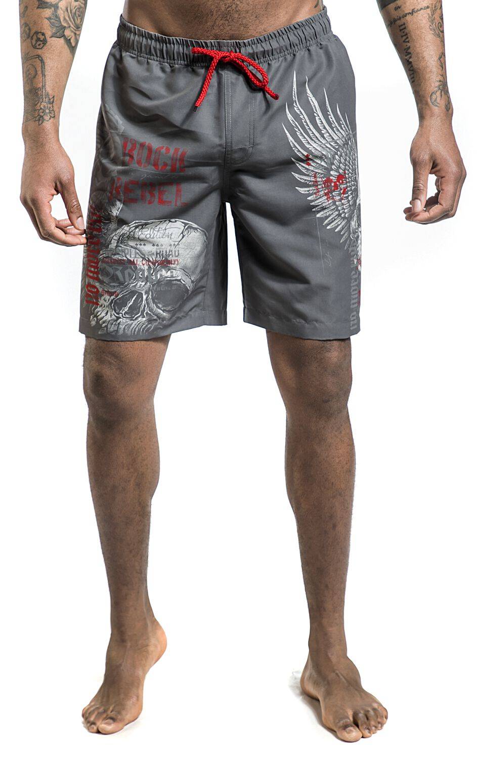 EMP Badeshort grau von Rock Rebel by EMP Räumungsverkauf