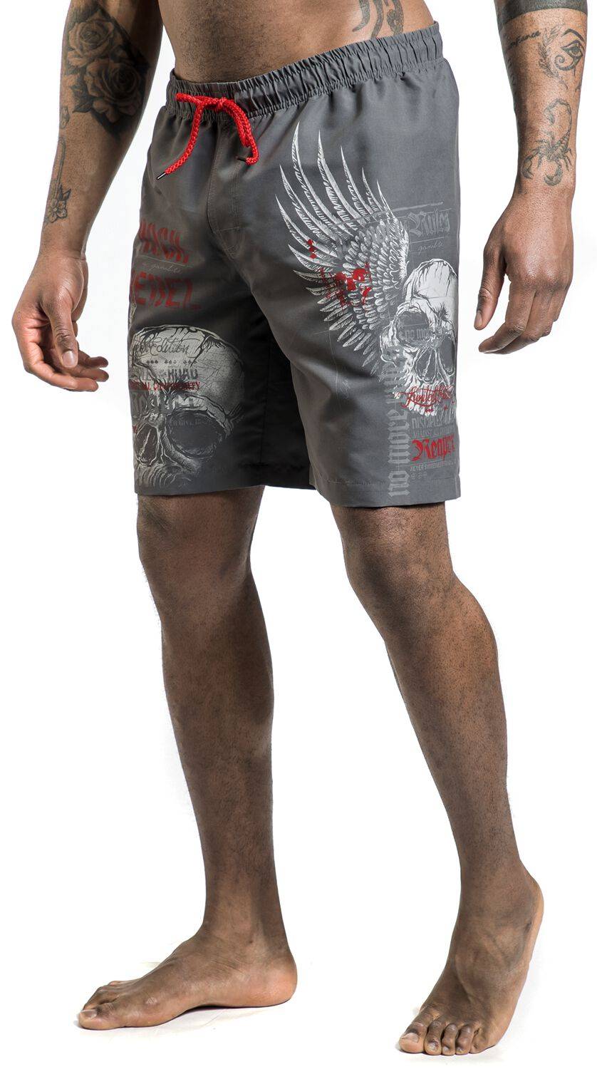 EMP Badeshort grau von Rock Rebel by EMP Räumungsverkauf
