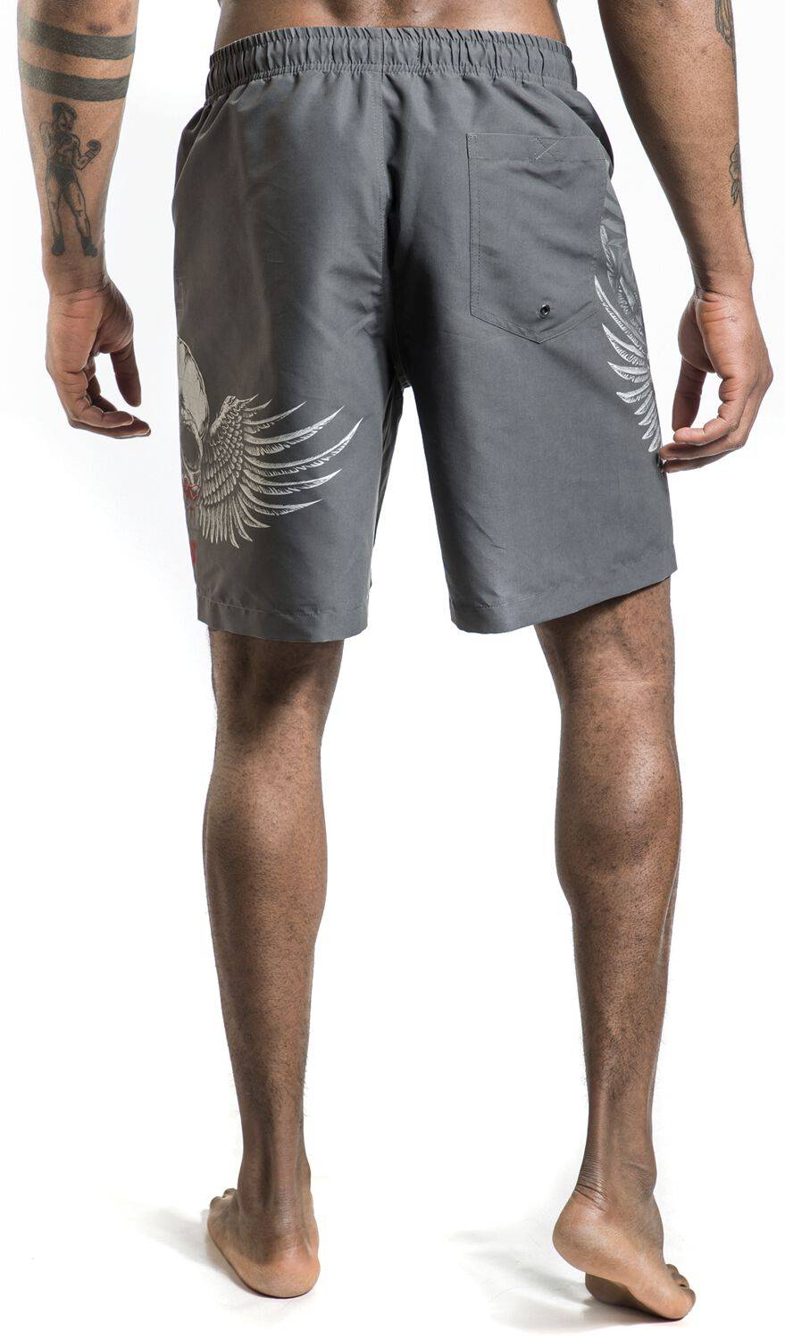 EMP Badeshort grau von Rock Rebel by EMP Räumungsverkauf