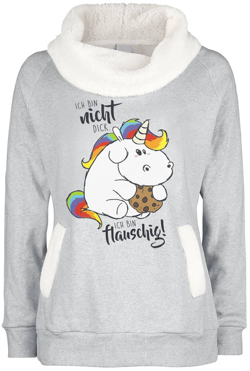 EMP "Ich bin nicht dick. Ich bin flauschig!" Sweatshirt grau meliert von Pummeleinhorn