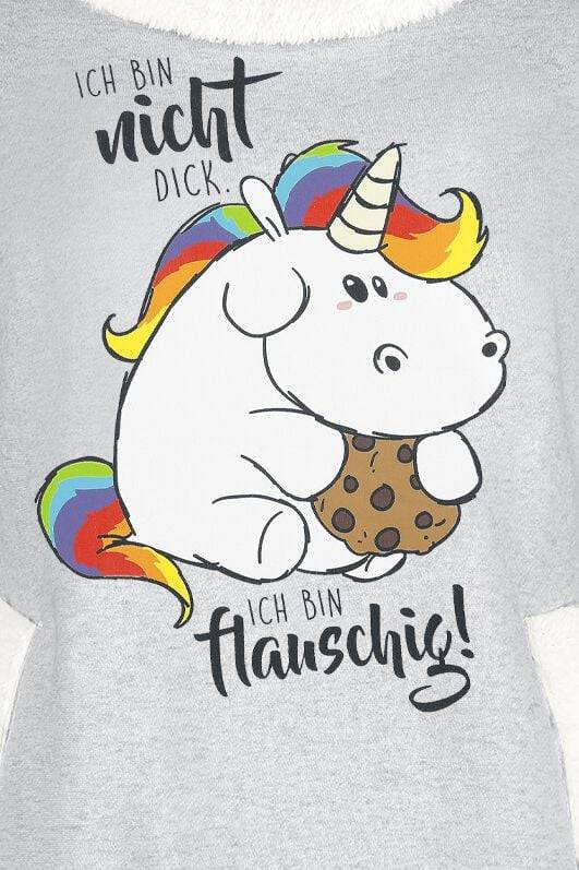 EMP "Ich bin nicht dick. Ich bin flauschig!" Sweatshirt grau meliert von Pummeleinhorn Letzte 3 Tage