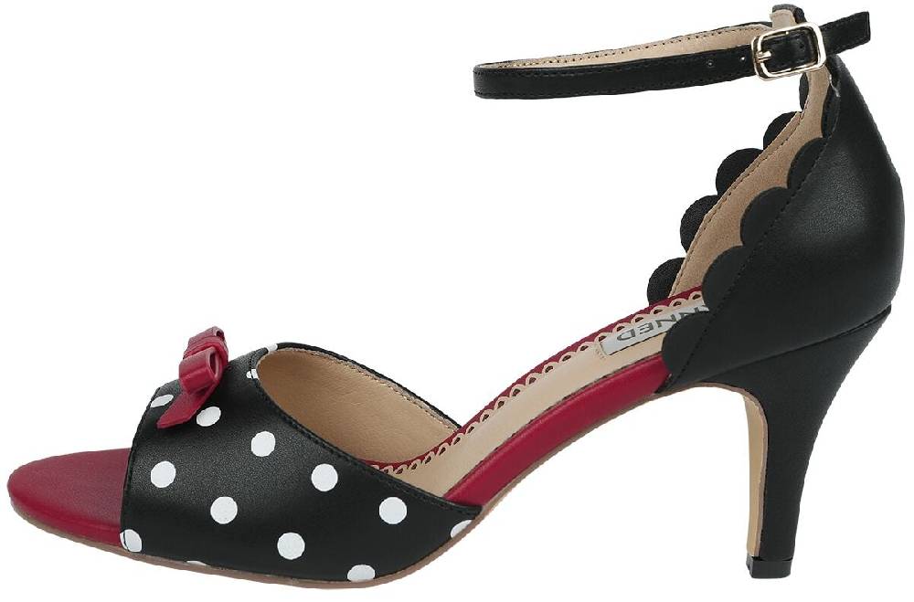 EMP "Poppy Polka Open Toe Sandals" High Heel schwarz/rot von Banned Retro Bis zu 55% Rabatt