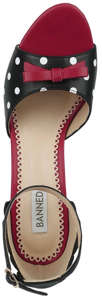 EMP "Poppy Polka Open Toe Sandals" High Heel schwarz/rot von Banned Retro Bis zu 55% Rabatt