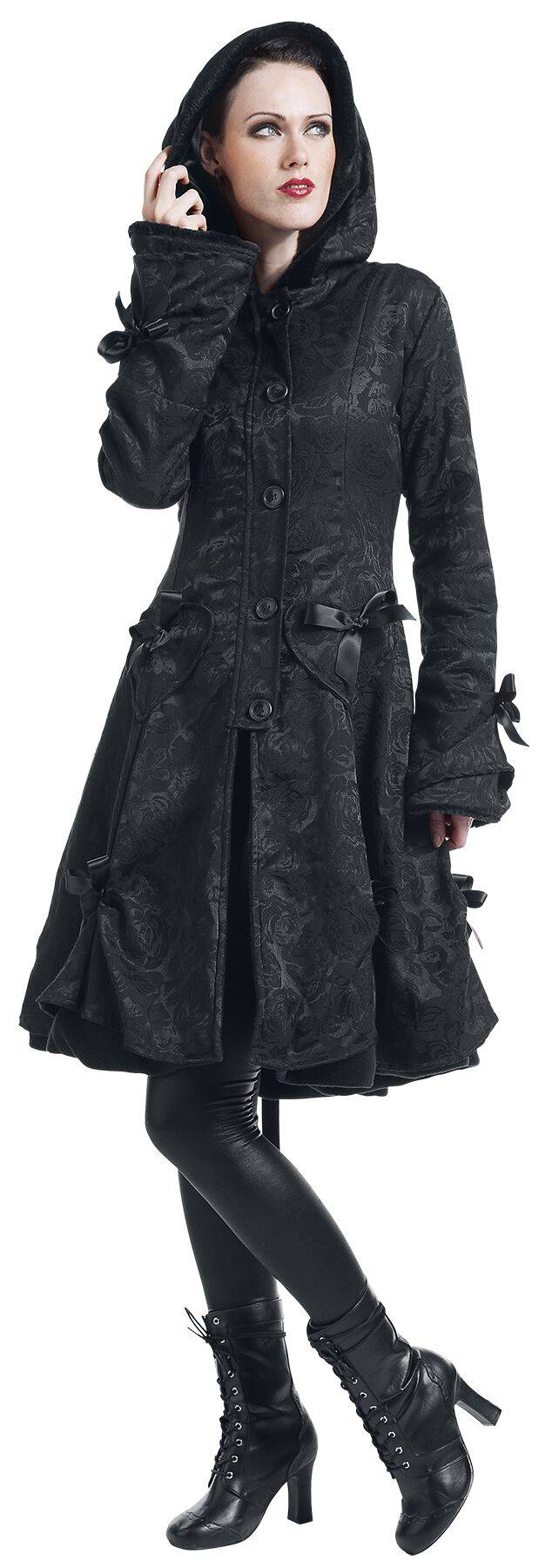 EMP "Alice Rose Coat" Wintermantel schwarz von Poizen Industries Muttertagsangebot