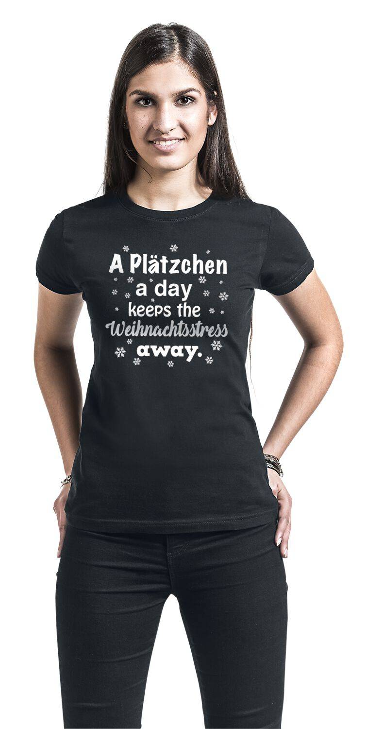 EMP "A Plätzchen A Day Keeps The Weihnachtsstress Away." T-Shirt schwarz von Sprüche Letzte 2 Tage