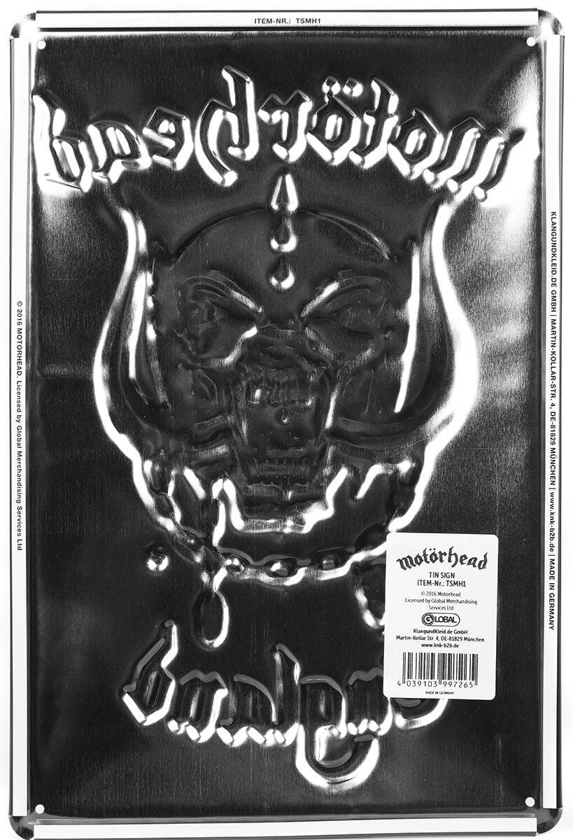 EMP "England" Blechschilder von Motörhead 50% Rabatt mit kostenlosem Versand