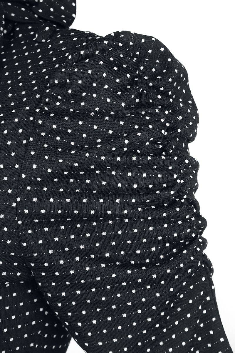 EMP "Posie Black Polka Dot Tie-neck Dress" Mittellanges Kleid schwarz von Voodoo Vixen Nur für heute