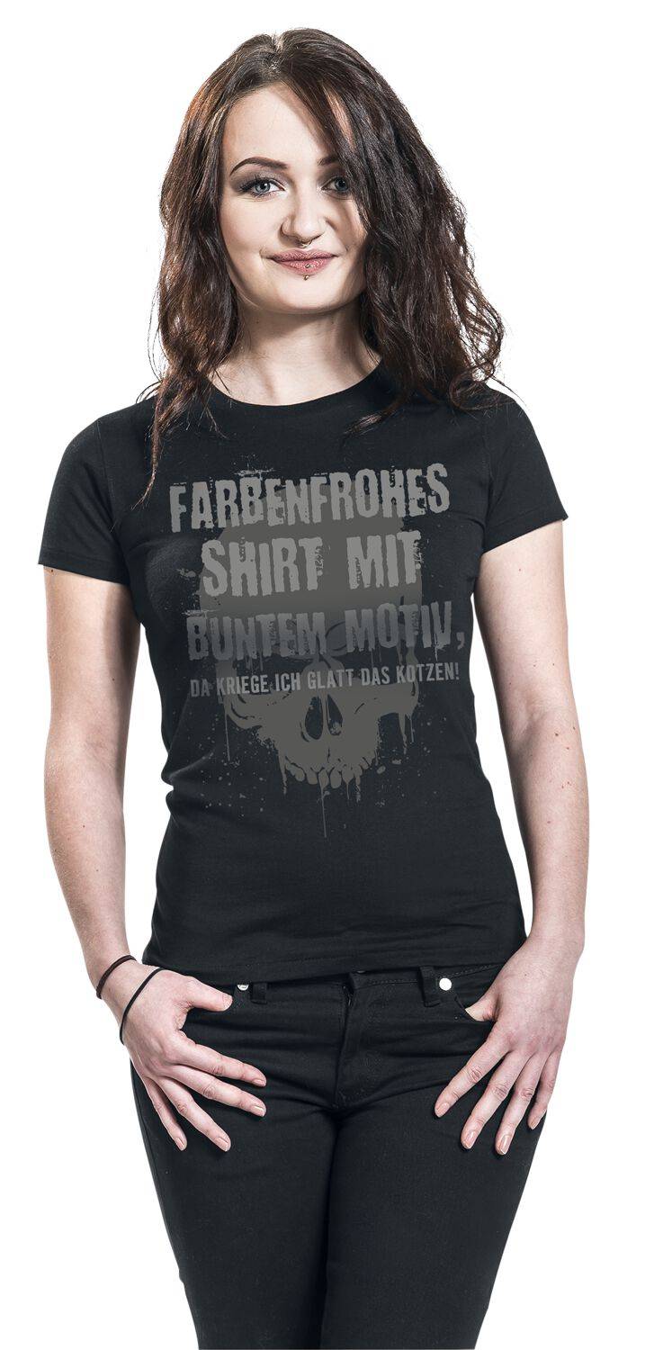 EMP "Farbenfrohes Shirt mit buntem Motiv" T-Shirt schwarz von Sprüche Auslauf
