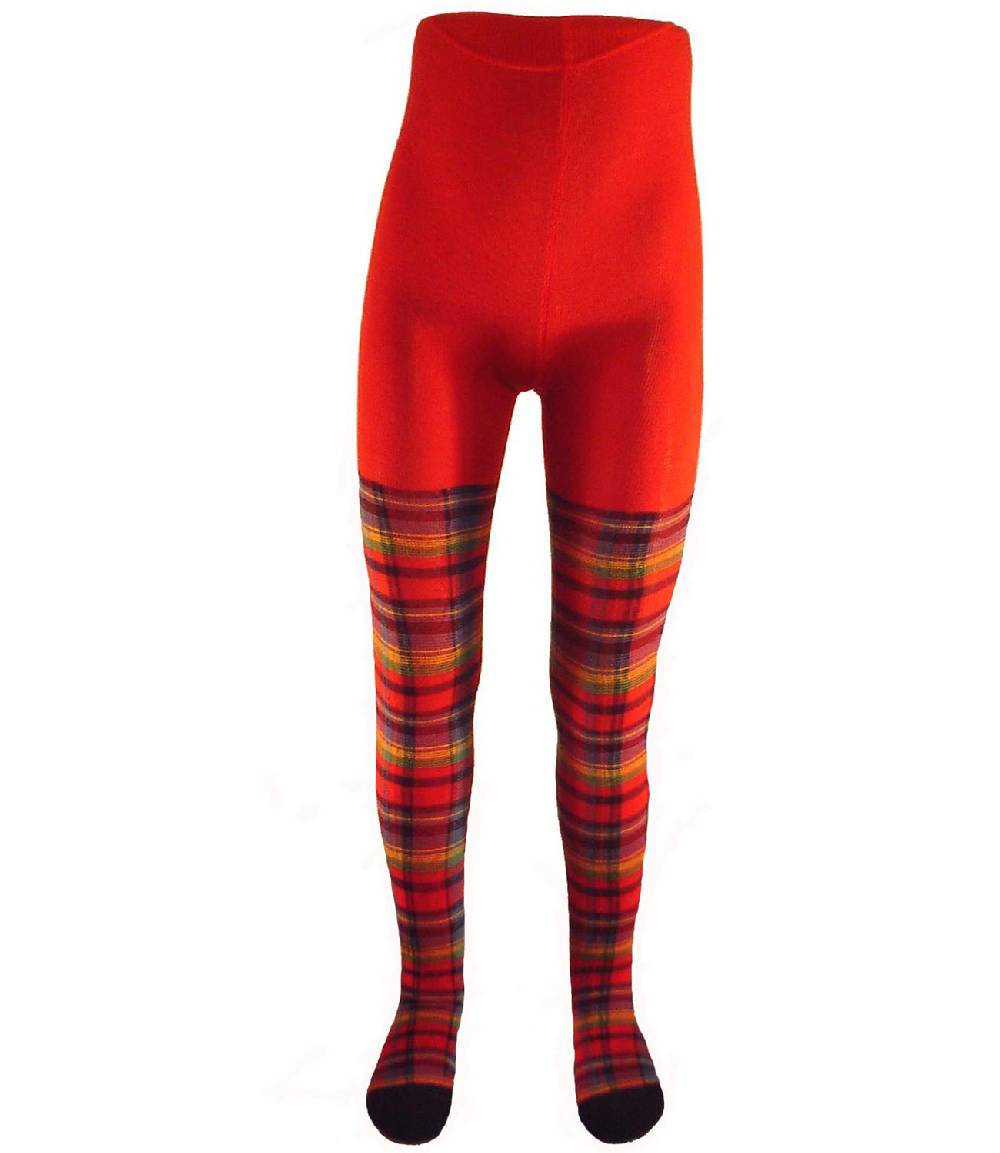 Shimasocks Baby Kinder Strumpfhose rot mit Schottenmuster