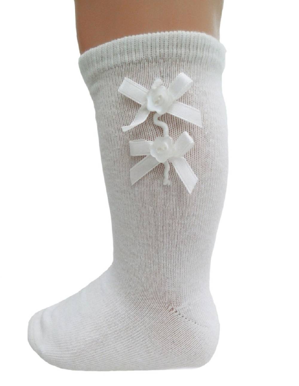 Shimasocks Baby Kniestrümpfe weiß mit Schleife für Taufe, Kommunion, Hochzeiten