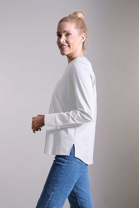 Soluzione Jerseybluse mit V-Ausschnitt & Manschetten Bis zu 65% Rabatt