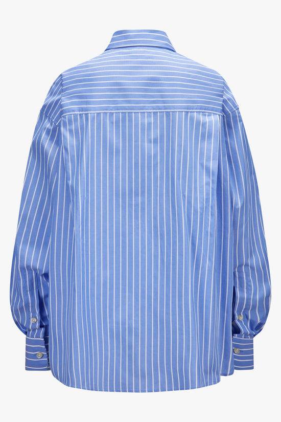 Soluzione Gestreifte Hemdbluse mit gerundetem Saum Riesige Rabatte