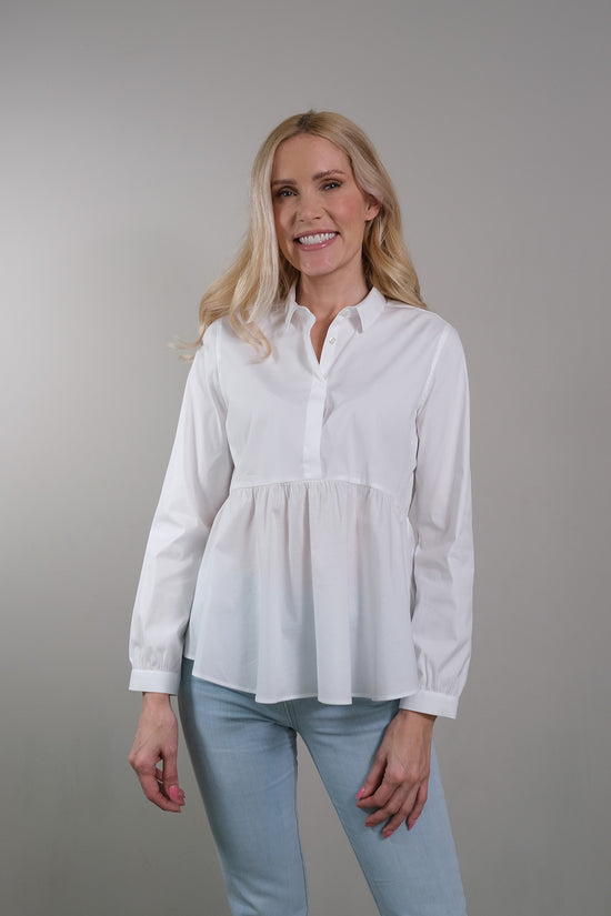 Soluzione Schößchenbluse mit kleinem Kragen Clearance-Verkauf