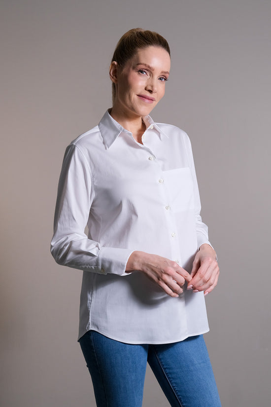 Soluzione Hemdbluse mit großem Kragen und Brusttasche Exklusive Angebote