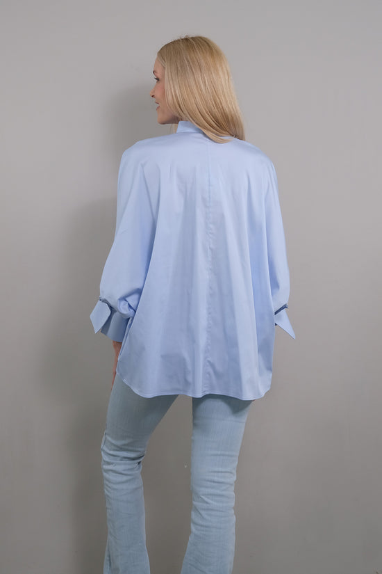 Soluzione Bluse mit 7/8 Ballonärmel Bianca Große Rabatte