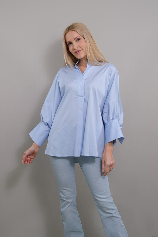Soluzione Bluse mit 7/8 Ballonärmel Bianca Tiefpreis