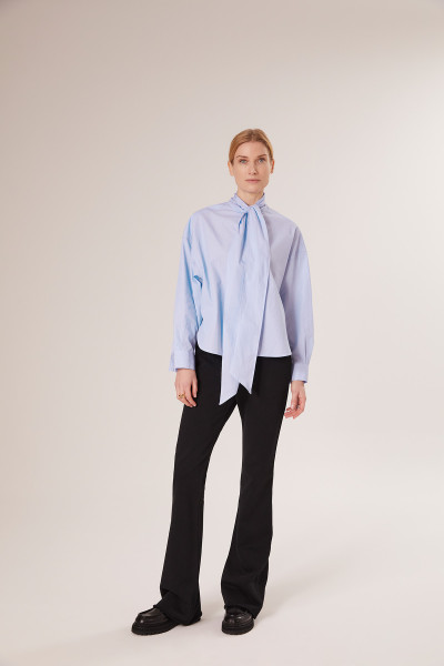 Sosue Bow Blouse Blue Stripes Bis zu 50% Rabatt