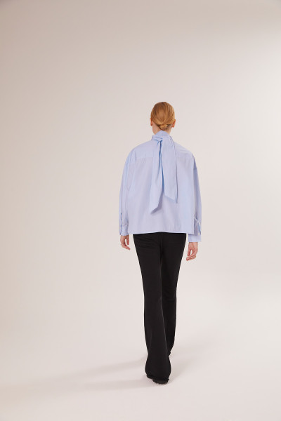 Sosue Bow Blouse Blue Stripes Bis zu 50% Rabatt