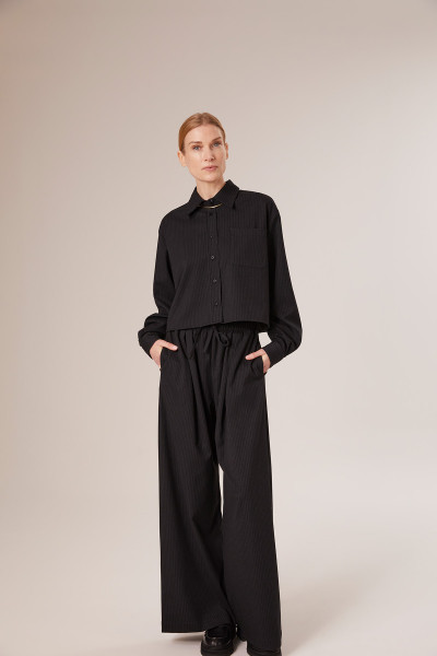 Sosue Pinstripe Blouse Black Black Friday Preise