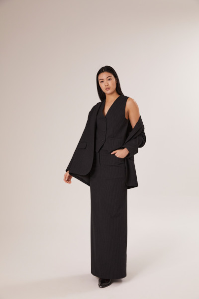 Sosue Pinstripe Skirt Black Im Verkauf