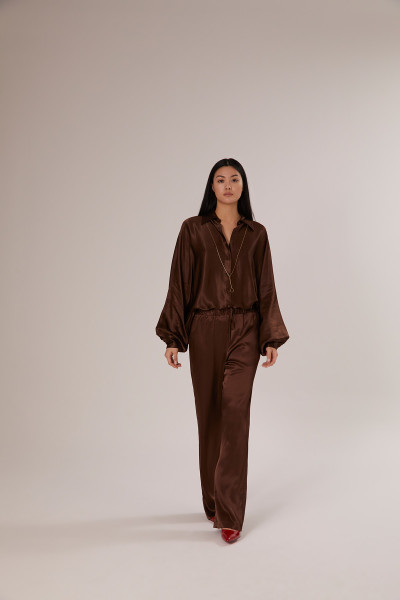 Sosue Pants Satin Shiny Brown Sonderangebot