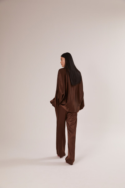 Sosue Pants Satin Shiny Brown Sonderangebot