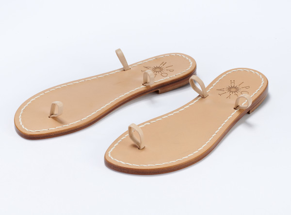 Sosue Flache Sandalen aus Leder-beige-rosa Letzte 2 Tage
