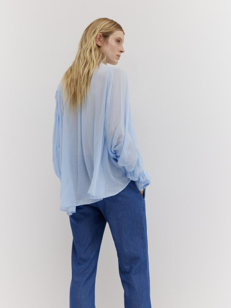 Sosue Bluse Ibiza Light Blue Kostenloser Versand international